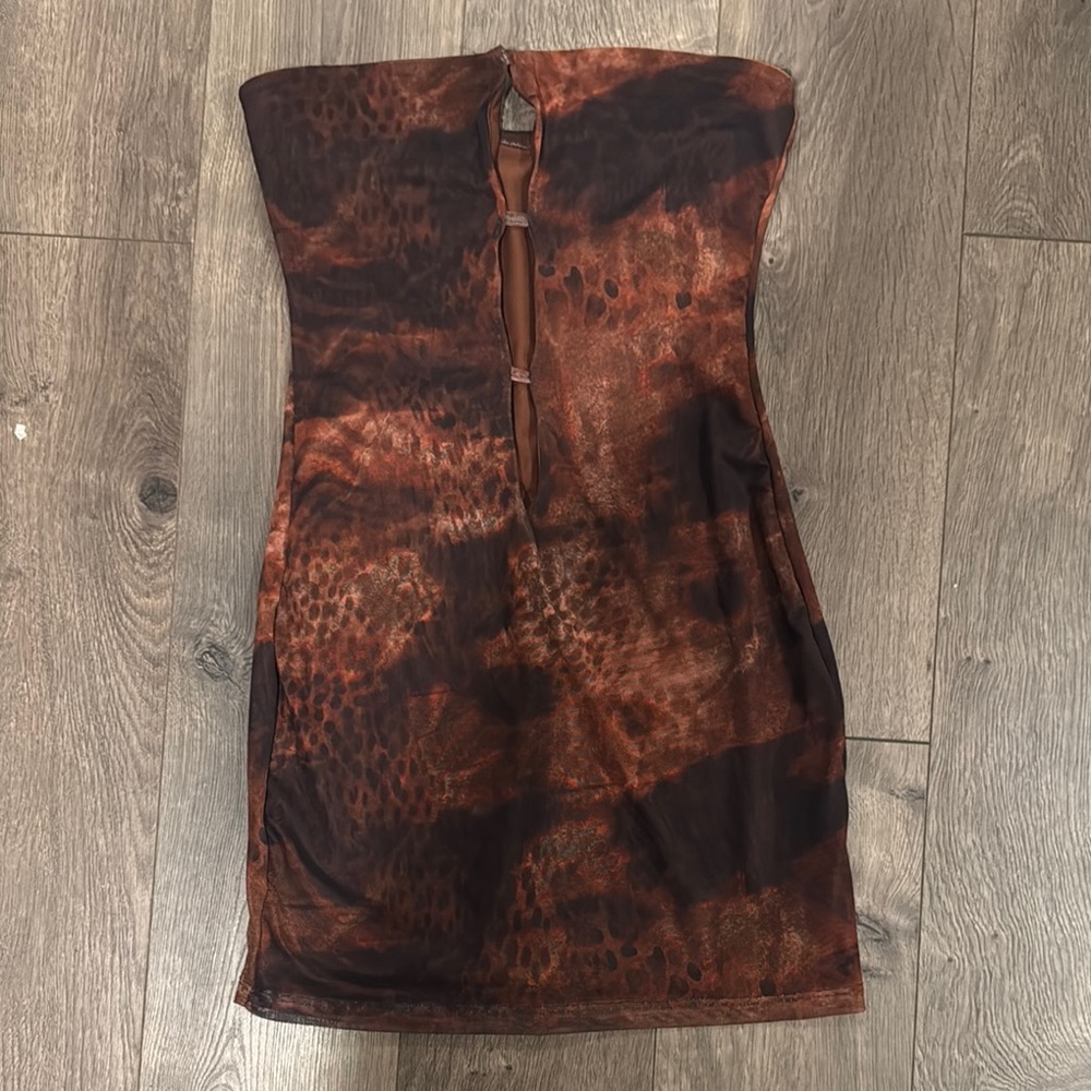 SHEIN Brown and Black Strapless Dress